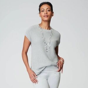 J. Jill Wearever Light Gray Knit Sweater Vest Pullover